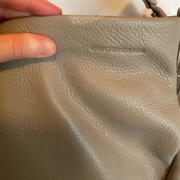 Christopher Kon Celi Small Leather Crossbody Bag in light grey. - Picture 14 of 14